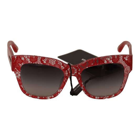 Dolce & Gabbana Elegant Sicilian Lace Insert Sunglasses WOMAN SUNGLASSES red-lace-acetate-rectangle-shades-sunglasses