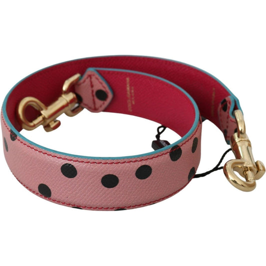 Dolce & Gabbana Elegant Pink Polka-Dotted Leather Shoulder Strap pink-polka-dot-leather-shoulder-strap