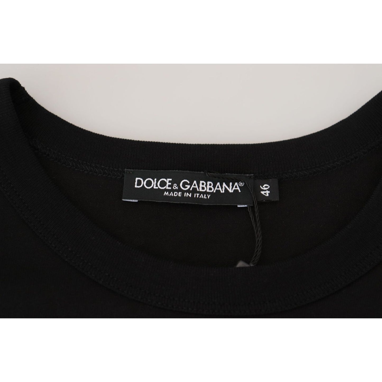 Dolce & Gabbana Chic Black Cotton Tee for the Modern Man black-sneak-peek-cotton-short-sleeve-t-shirt
