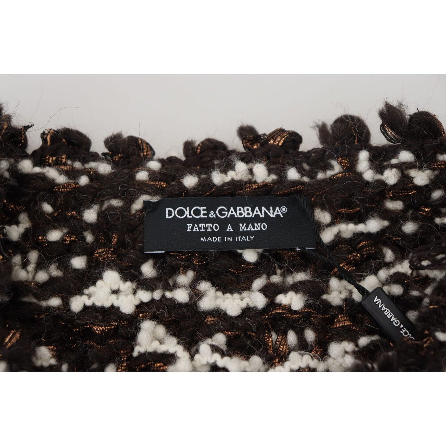 Dolce & Gabbana Elegant Bronze Knit Pullover Sweater brown-knitted-wool-fatto-a-mano-sweater
