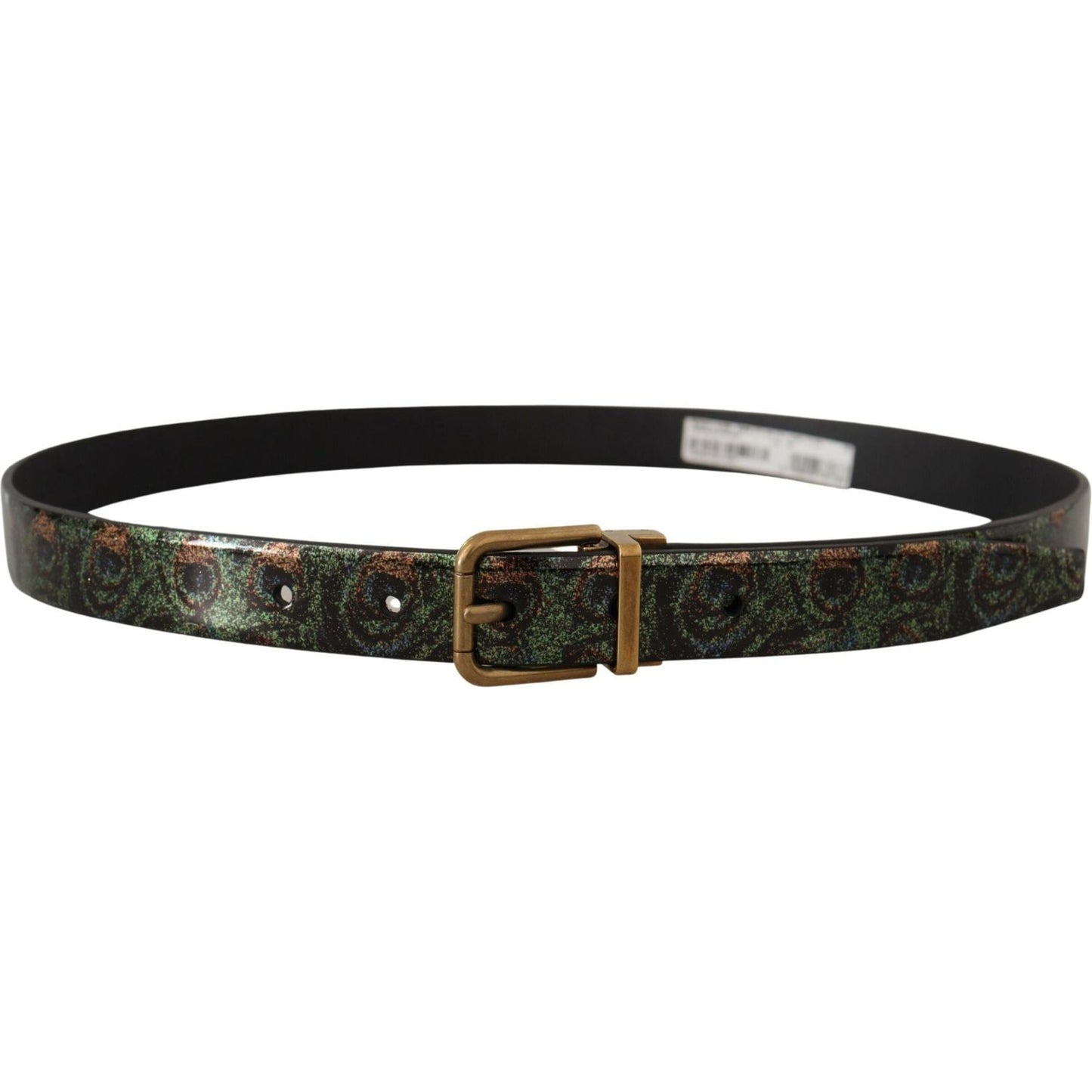 Dolce & Gabbana Elegant Black Grosgrain Leather Belt multicolor-leather-vernice-pavone-bronze-metal-belt