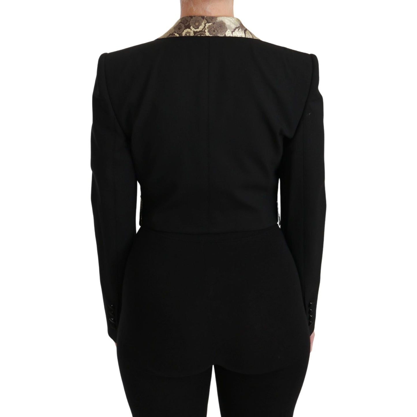 Dolce & Gabbana Opulent Black Gold Floral Jacket and Vest Ensemble Coats & Jackets black-jacquard-vest-blazer-coat-wool-jacket