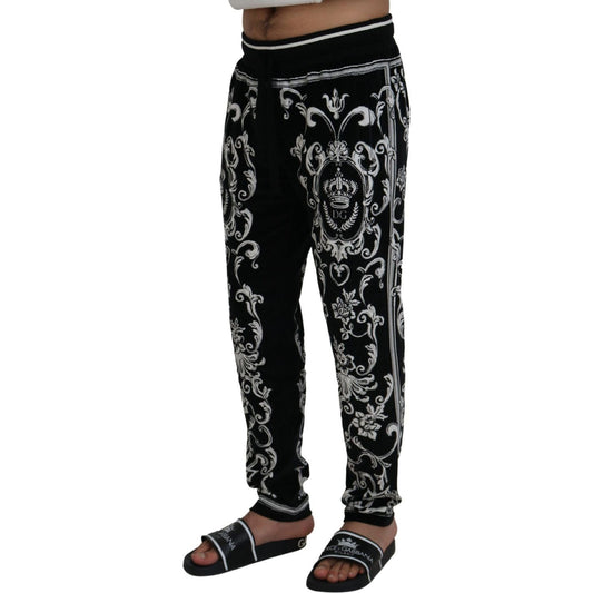 Dolce & Gabbana Baroque Patterned Casual Sweatpants black-cotton-heritage-sweatpants-jogging-pants