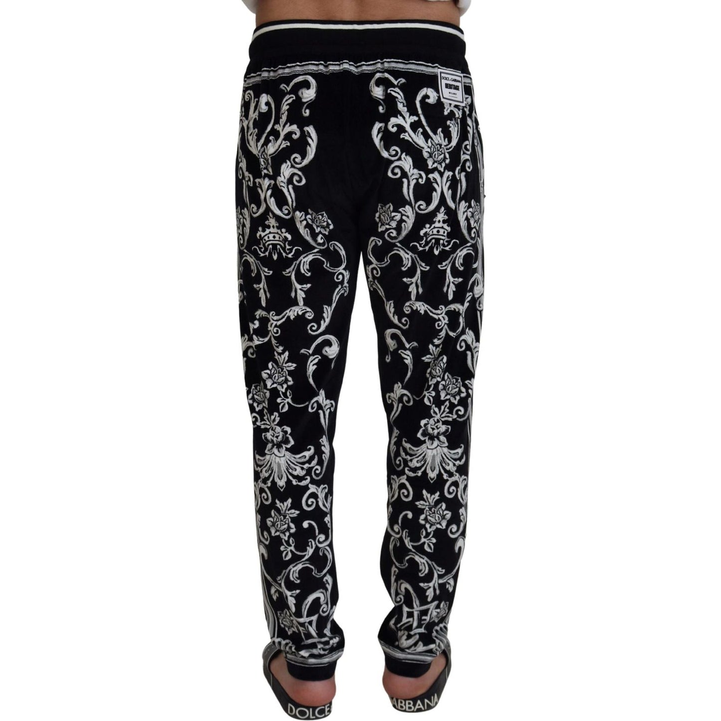 Dolce & Gabbana Baroque Patterned Casual Sweatpants black-cotton-heritage-sweatpants-jogging-pants