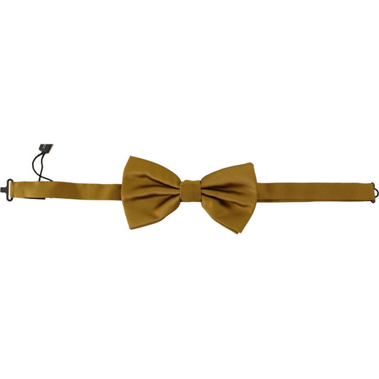 Dolce & Gabbana Elegant Mustard Silk Bow Tie yellow-mustard-100-silk-butterfly-papillon-bow-tie