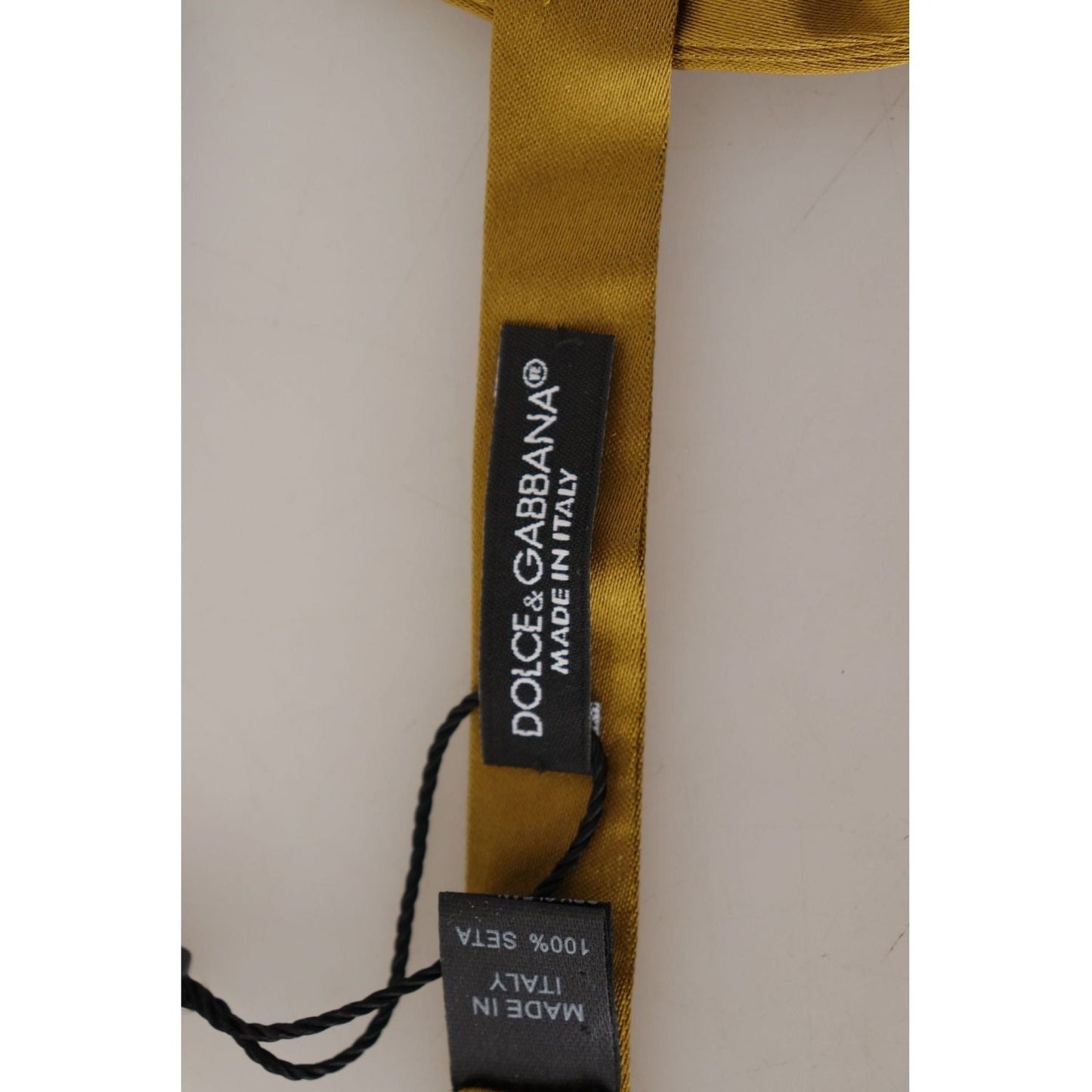 Dolce & Gabbana Elegant Mustard Silk Bow Tie yellow-mustard-100-silk-butterfly-papillon-bow-tie