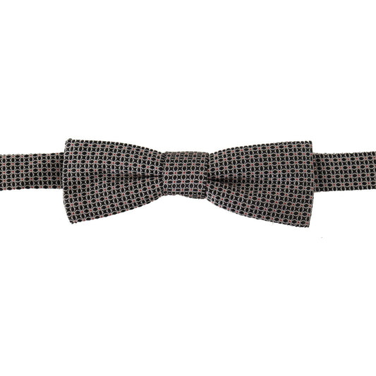 Dolce & Gabbana Elegant Black Silk Bow Tie black-white-flower-pattern-silk-neck-papillon-tie