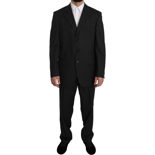 Z ZEGNA Elegant Black Striped Wool Suit Suit black-striped-two-piece-3-button-100-wool-suit