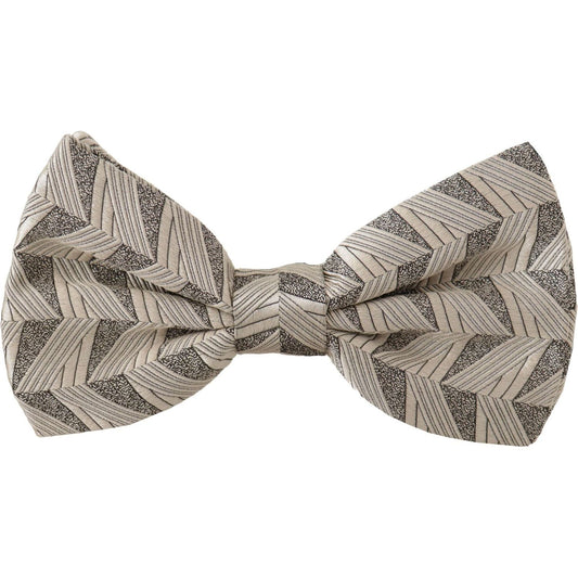 Dolce & Gabbana Elegant Silk Grey Bow Tie gray-100-silk-adjustable-neck-papillon-bow-tie