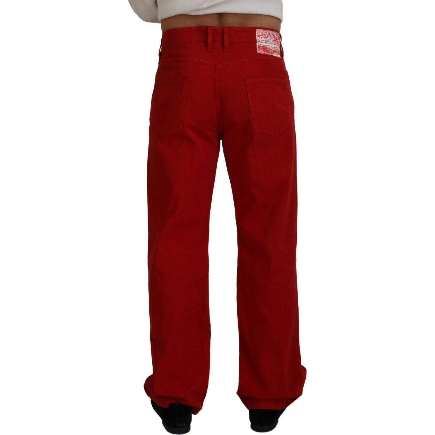 Dolce & Gabbana Chic Red Cotton Denim Pants red-cotton-straight-fit-men-denim-jeans