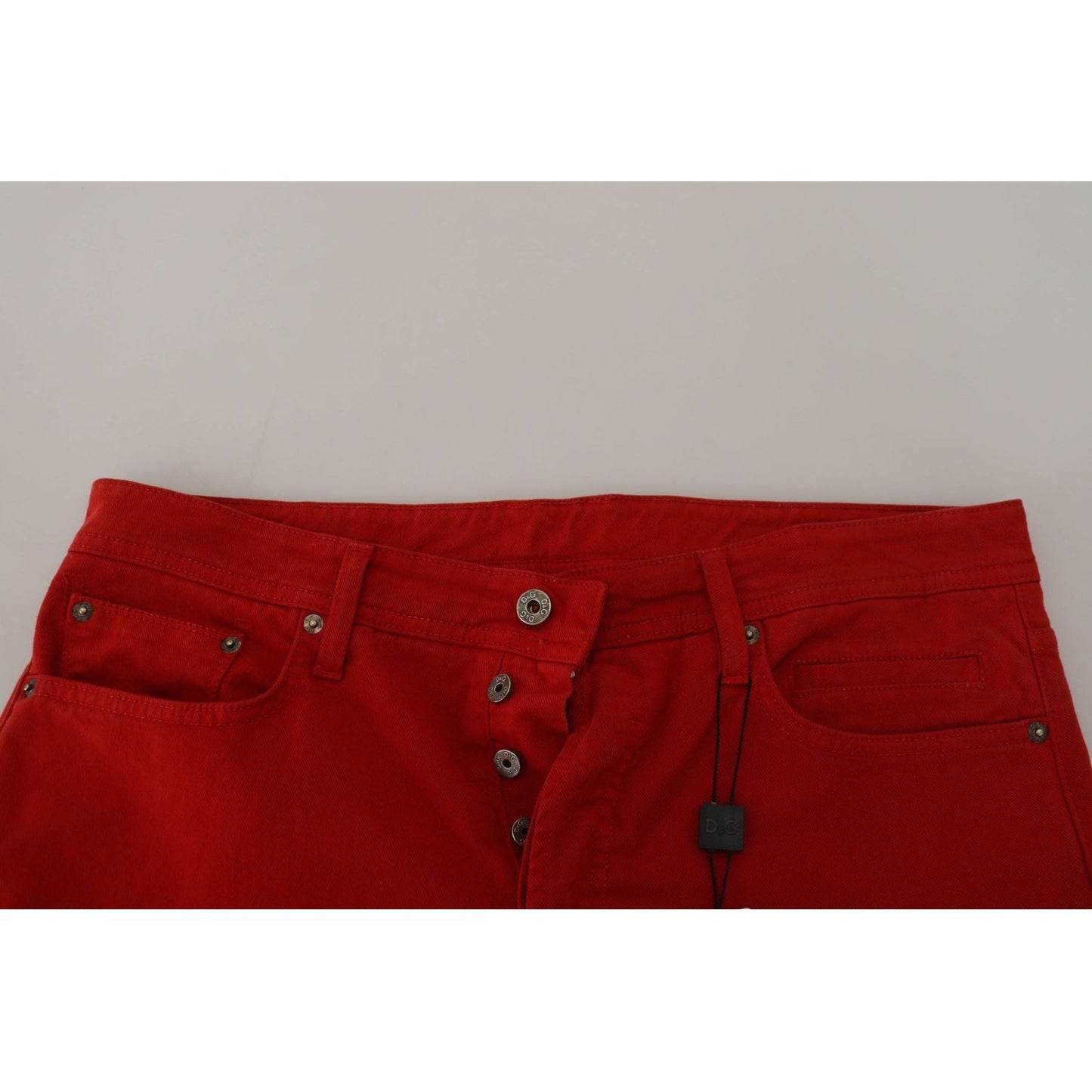 Dolce & Gabbana Chic Red Cotton Denim Pants red-cotton-straight-fit-men-denim-jeans IMG_7856-scaled-852954aa-7dc.jpg