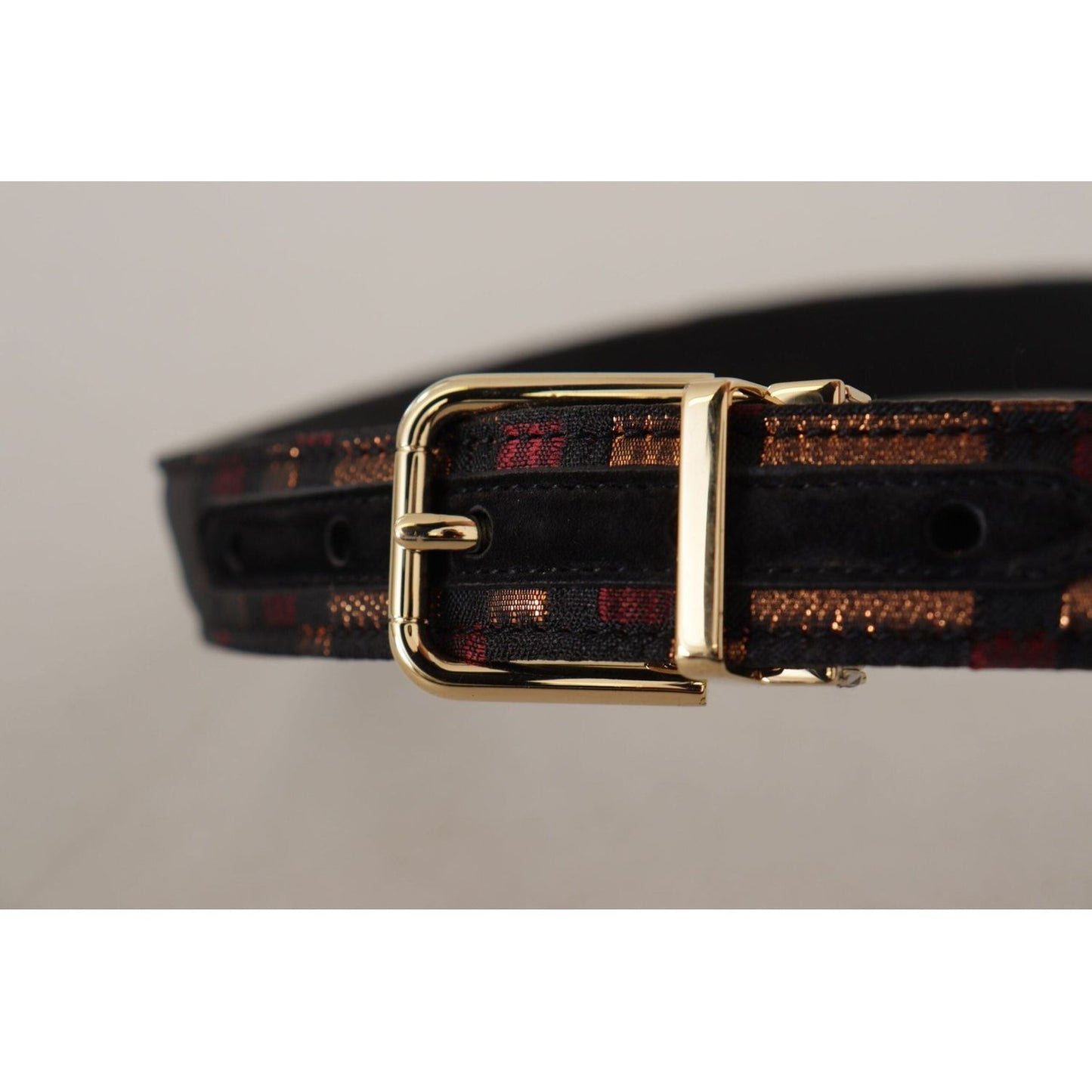 Dolce & Gabbana Multicolor Leather Belt with Gold Buckle multicolor-leather-jacquard-gold-metal-buckle-belt