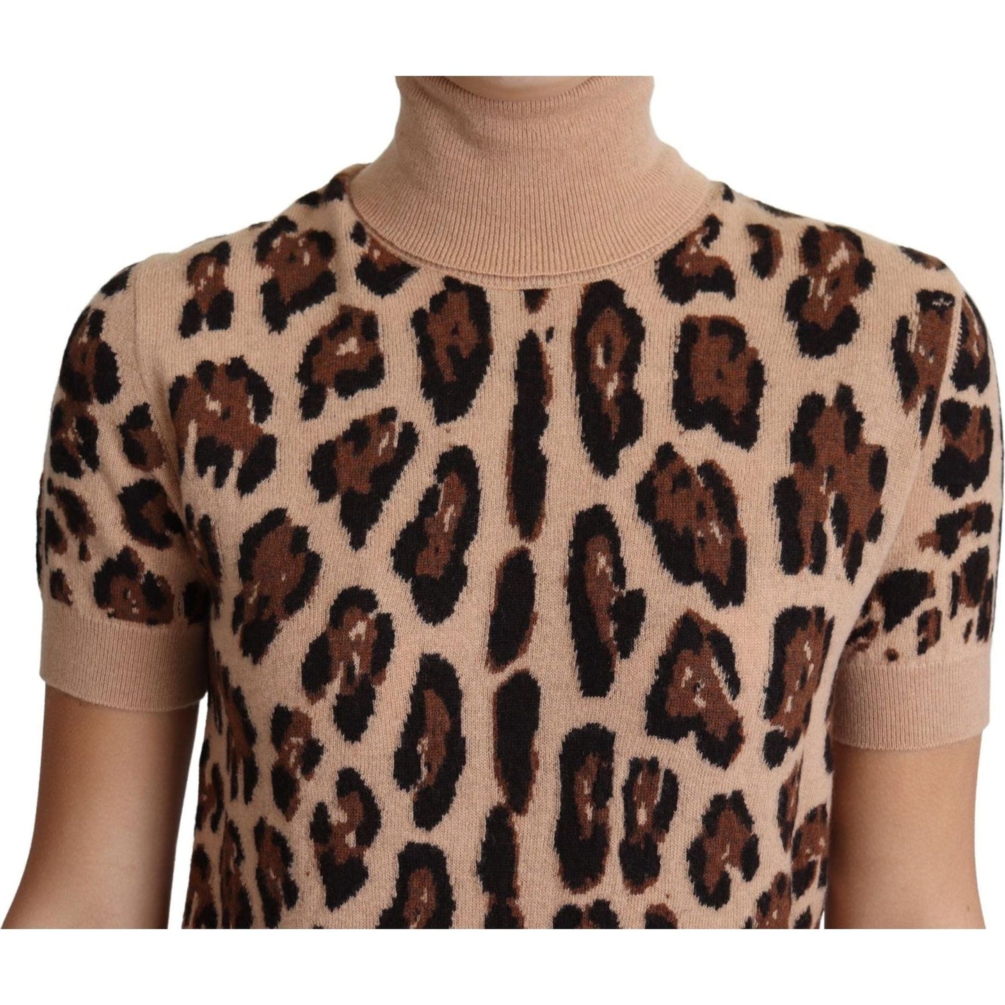 Dolce & Gabbana Elegant Leopard Print Wool Turtleneck Top beige-leopard-cashmere-print-turtleneck-top