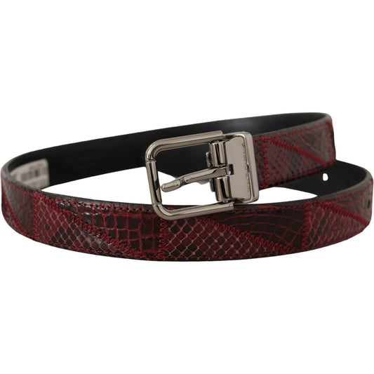 Dolce & Gabbana Elegant Red Exotic Leather Belt red-exotic-leather-metal-logo-buckle-belt