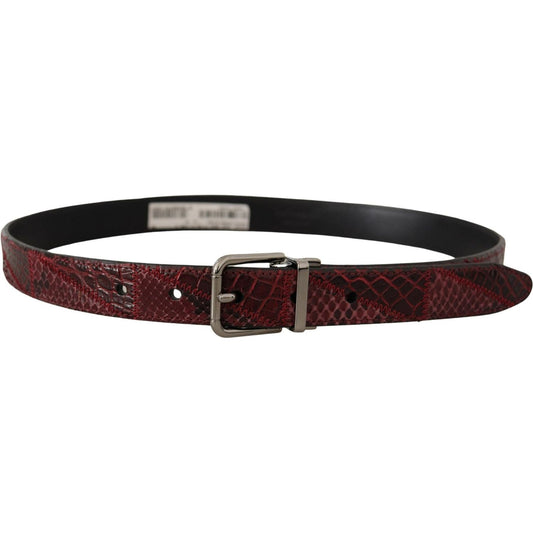 Dolce & Gabbana Elegant Red Exotic Leather Belt red-exotic-leather-metal-logo-buckle-belt