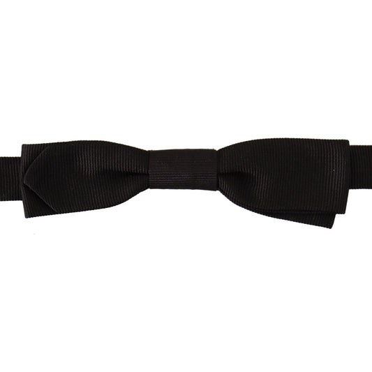 Dolce & Gabbana Elegant Black Silk Bow Tie black-100-silk-adjustable-neck-papillon-tie-15