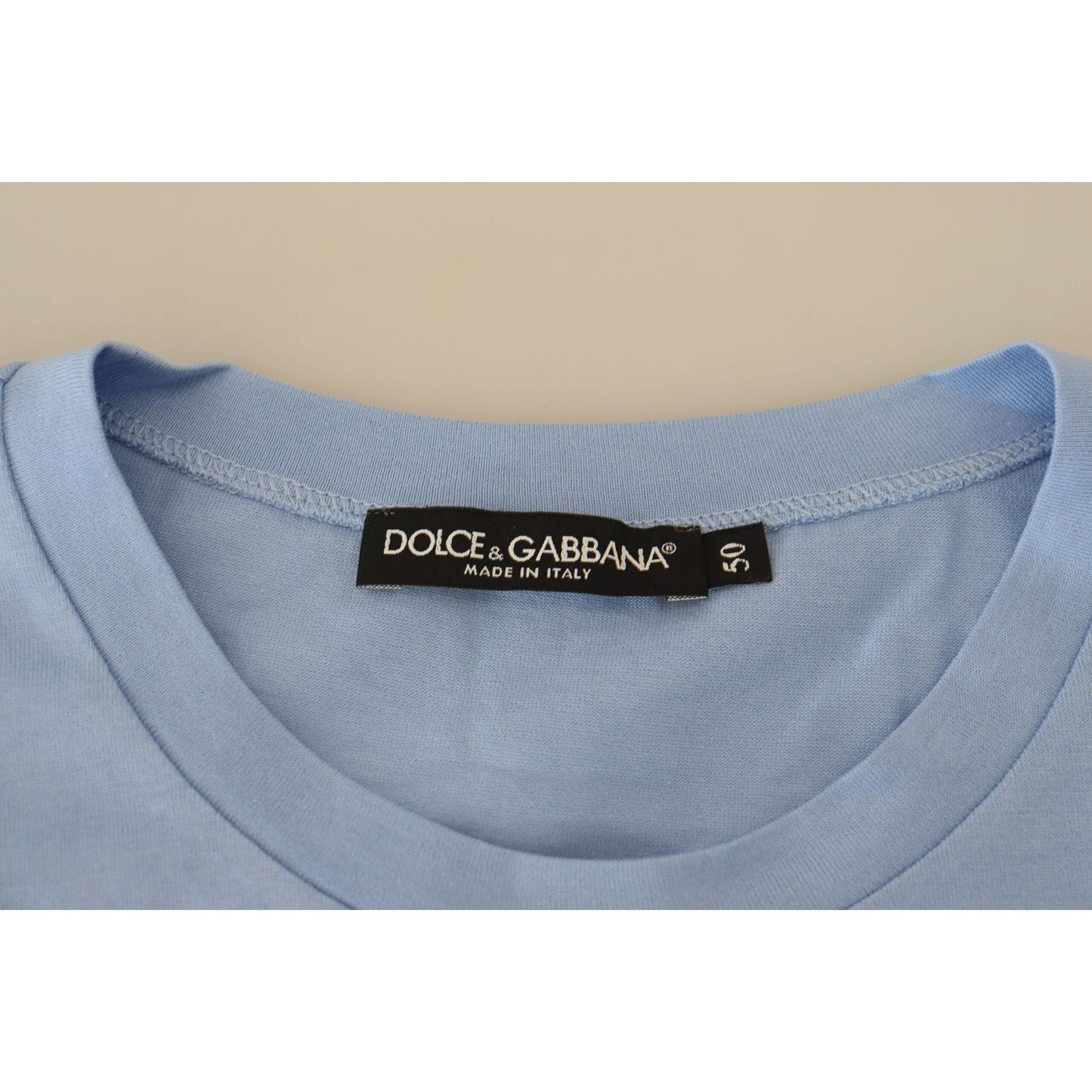 Dolce & Gabbana Elegant Light Blue Cotton Tee light-blue-happy-new-year-2017-cotton-t-shirt