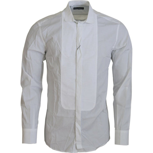 Dolce & Gabbana Exquisite White Cotton Formal Shirt white-cotton-long-sleeves-mens-formal-shirt