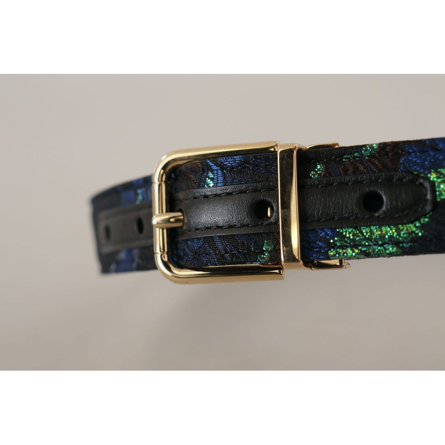 Dolce & Gabbana Elegant Multicolor Leather Belt with Gold Buckle multicolor-floral-jacquard-gold-metal-buckle-belt