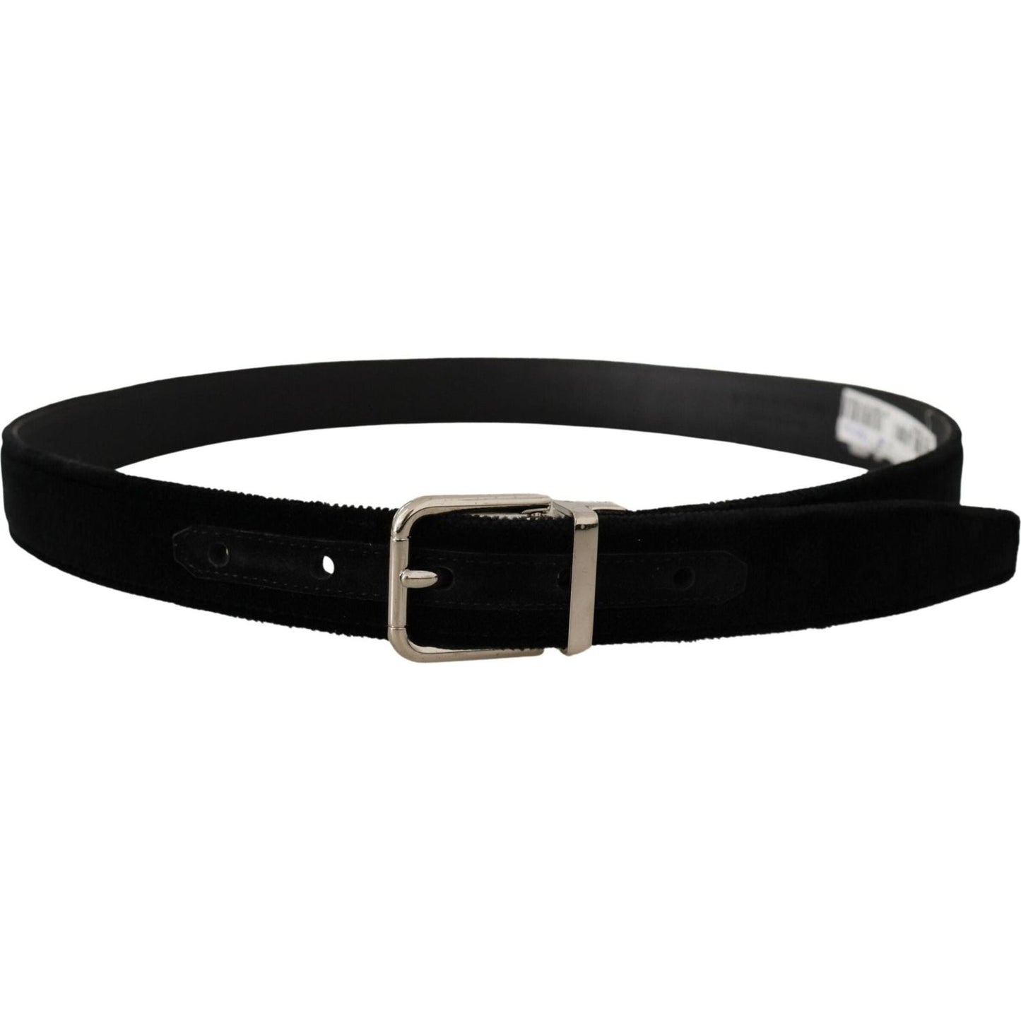 Dolce & Gabbana Elegant Grosgrain Leather Belt black-velvet-silver-tone-metal-logo-buckle-belt
