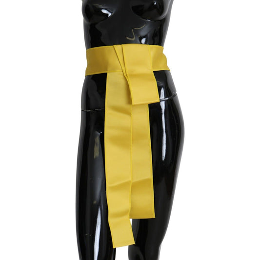 Dolce & Gabbana Chic Silk Yellow Women's Elegant Belt Belt yellow-wide-snap-button-closure-silk-belt
