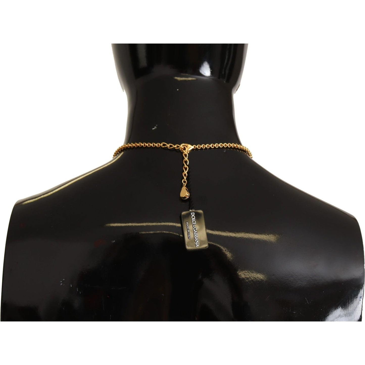 Dolce & Gabbana Glamorous Gold Crystal Charm Necklace WOMAN NECKLACE gold-rose-love-crystal-charm-chain-necklace