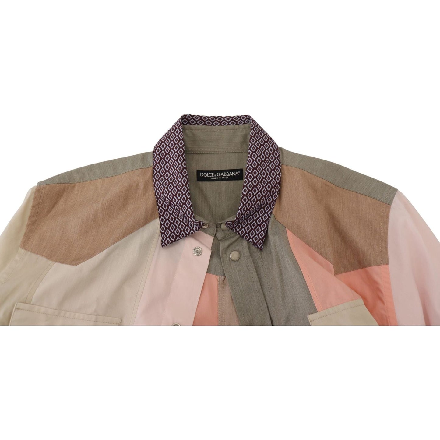 Dolce & Gabbana Elegant Multicolor Slim Fit Casual Shirt multicolor-cotton-patchwork-slim-shirt