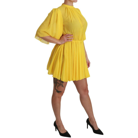 Dolce & Gabbana Silk Pleated A-line Mini Dress in Sunshine Yellow yellow-pleated-a-line-mini-100-silk-dress IMG_7959-scaled-11f4a42a-595.jpg