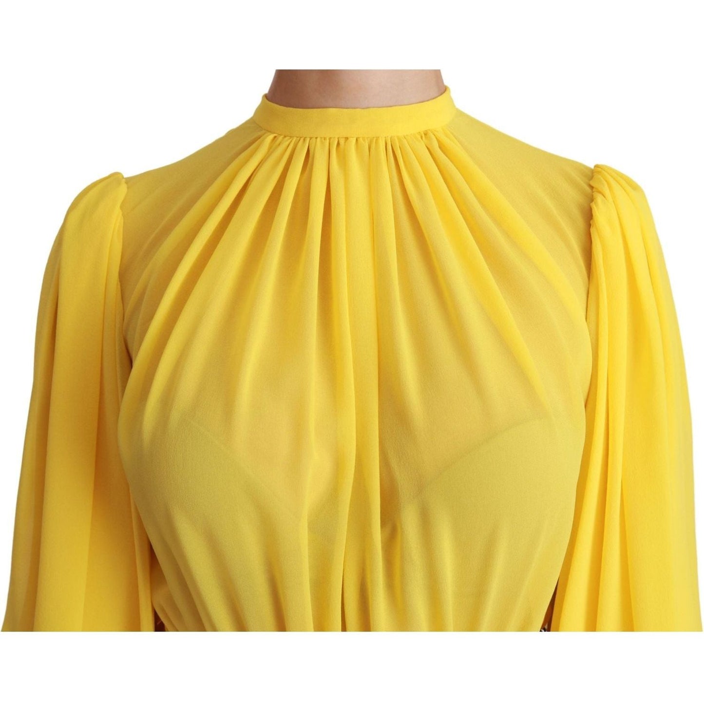 Dolce & Gabbana Silk Pleated A-line Mini Dress in Sunshine Yellow yellow-pleated-a-line-mini-100-silk-dress