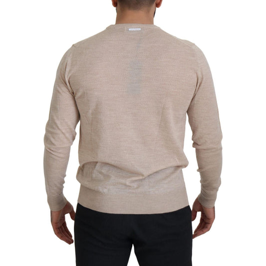 Dolce & Gabbana Elegant Beige Crewneck Wool Sweater beige-virgin-wool-crew-neck-pullover-sweater IMG_7967-scaled-d3e90c67-49f.jpg