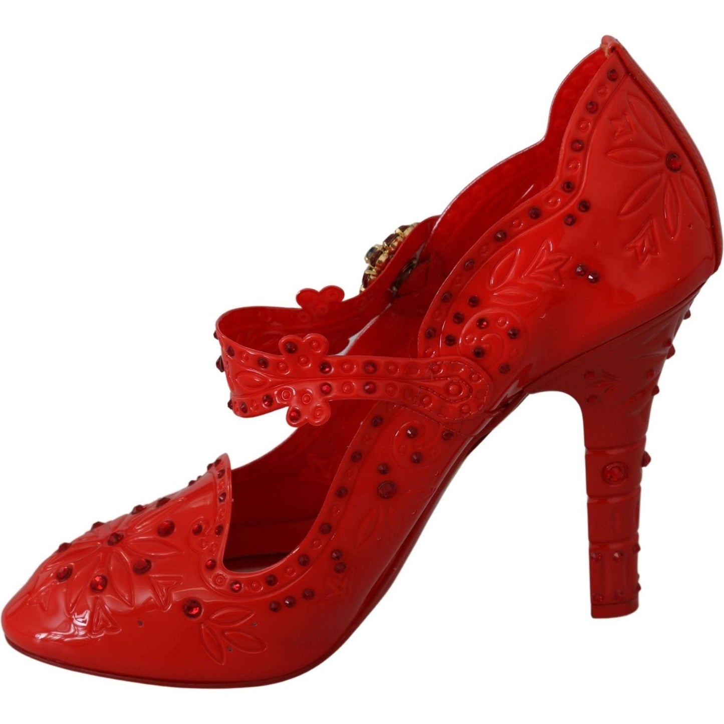 Dolce & Gabbana Chic Red Crystal Cinderella Pumps red-floral-crystal-cinderella-heels-shoes IMG_7995-d71b1192-d1e.jpg