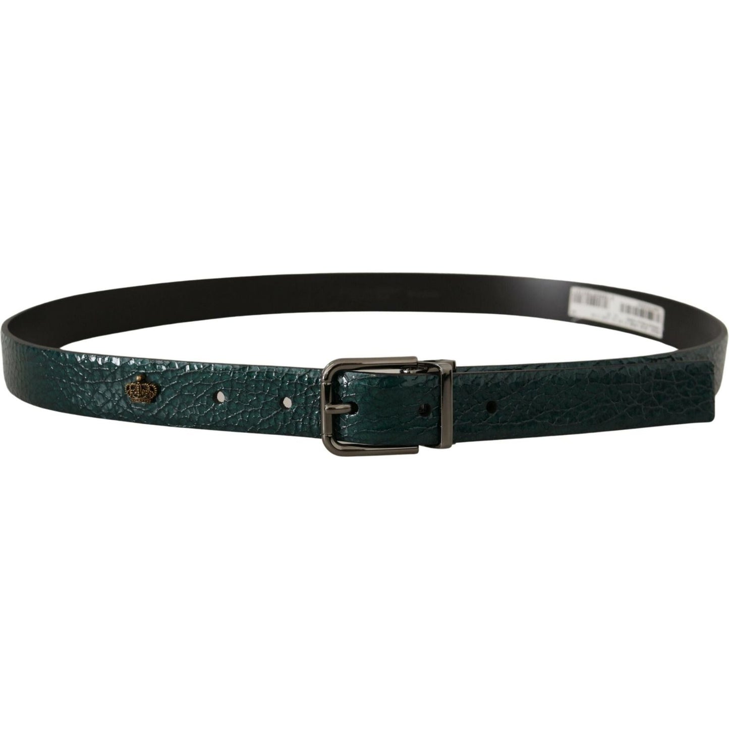 Dolce & Gabbana Elegant Green Leather Belt with Silver Buckle belt-green-vernice-foglia-leather-casual-dress IMG_7996-1-scaled-f46b7182-bae.jpg