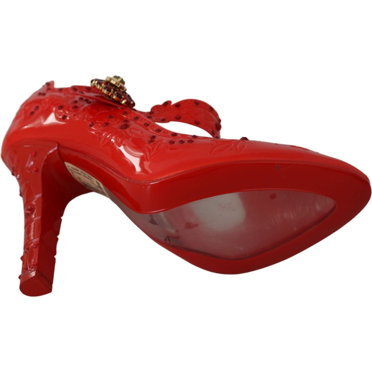 Dolce & Gabbana Chic Red Crystal Cinderella Pumps red-floral-crystal-cinderella-heels-shoes IMG_7996-scaled-6bb16af4-5cd.jpg