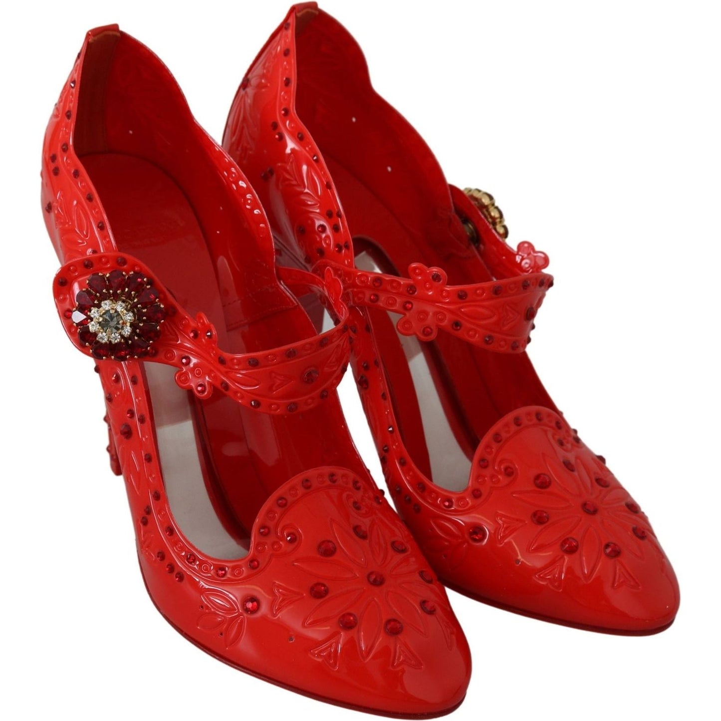 Dolce & Gabbana Chic Red Crystal Cinderella Pumps red-floral-crystal-cinderella-heels-shoes IMG_8002-ce63bfa1-9a1.jpg