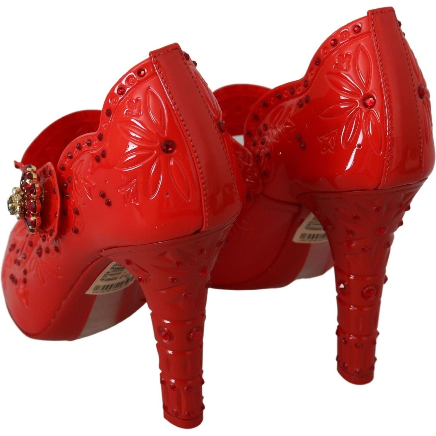 Dolce & Gabbana Chic Red Crystal Cinderella Pumps red-floral-crystal-cinderella-heels-shoes IMG_8003-d1d87ff2-043.jpg