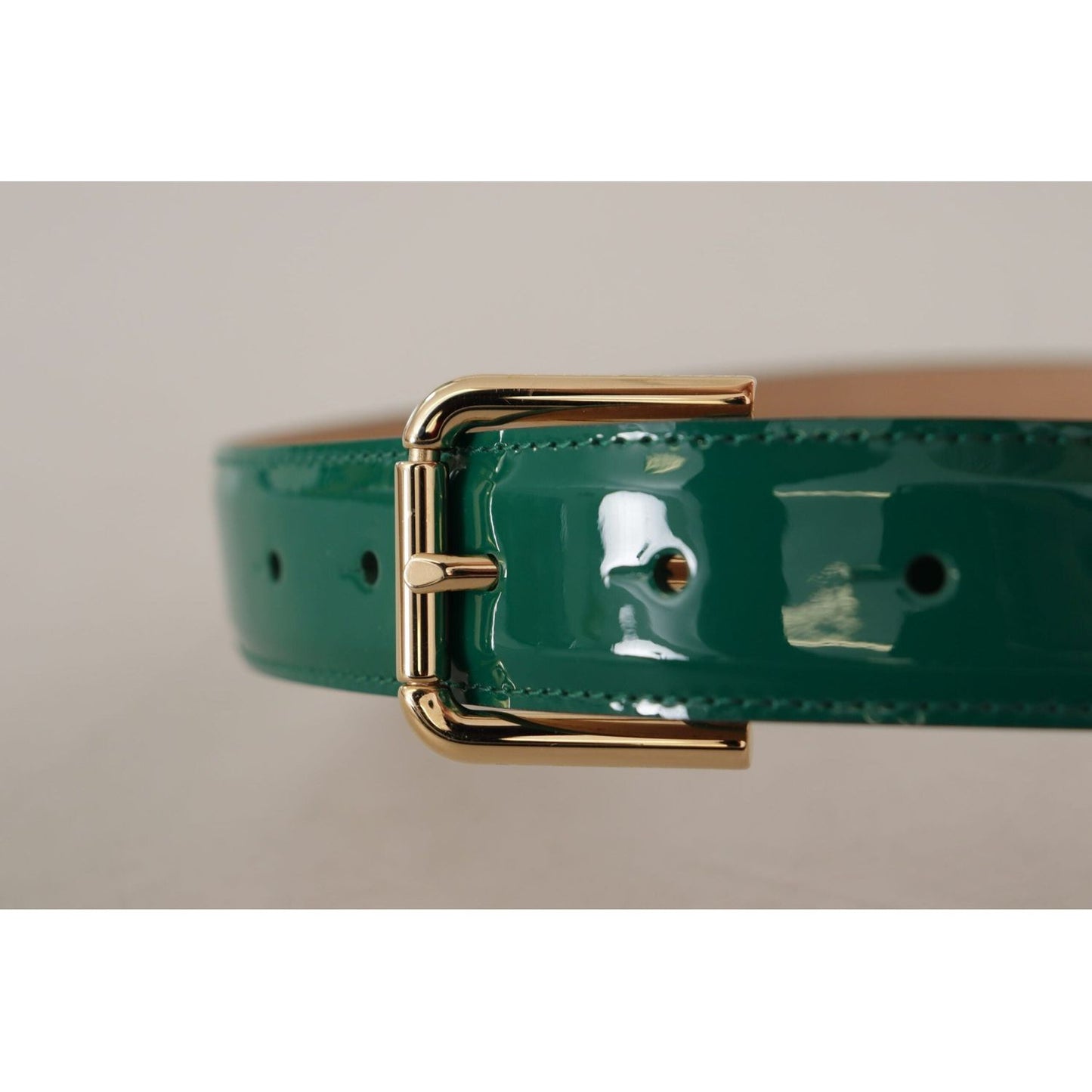 Dolce & Gabbana Elegant Green Leather Belt with Gold Buckle Detail green-patent-leather-logo-engraved-buckle-belt IMG_8006-2-scaled-99defa9c-1cf.jpg