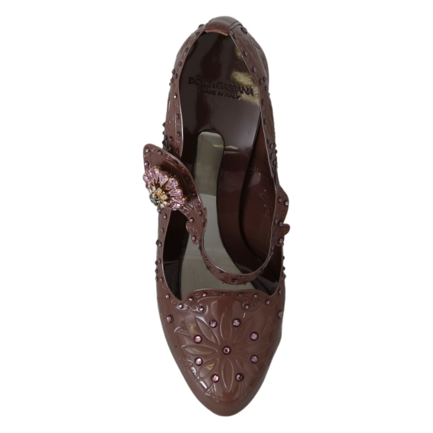 Dolce & Gabbana Enchanting Crystal Cinderella Pumps brown-floral-crystal-cinderella-heels-shoes