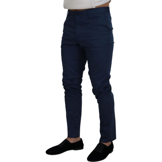 Dolce & Gabbana Elegant Slim Fit Chinos in Blue Jeans & Pants blue-stretch-cotton-slim-trousers-chinos-pants-1