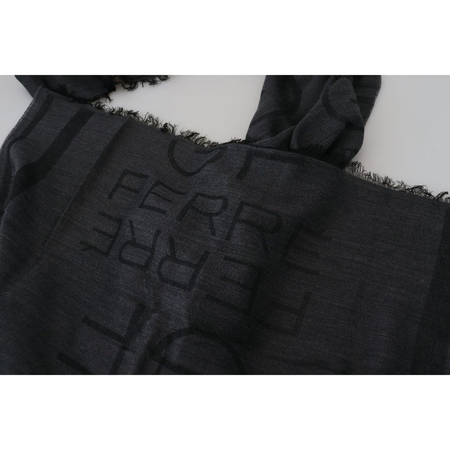 GF Ferre Elegant Fringed Wool Blend Scarf black-wool-knitted-neck-wrap-shawl-fringes-scarf