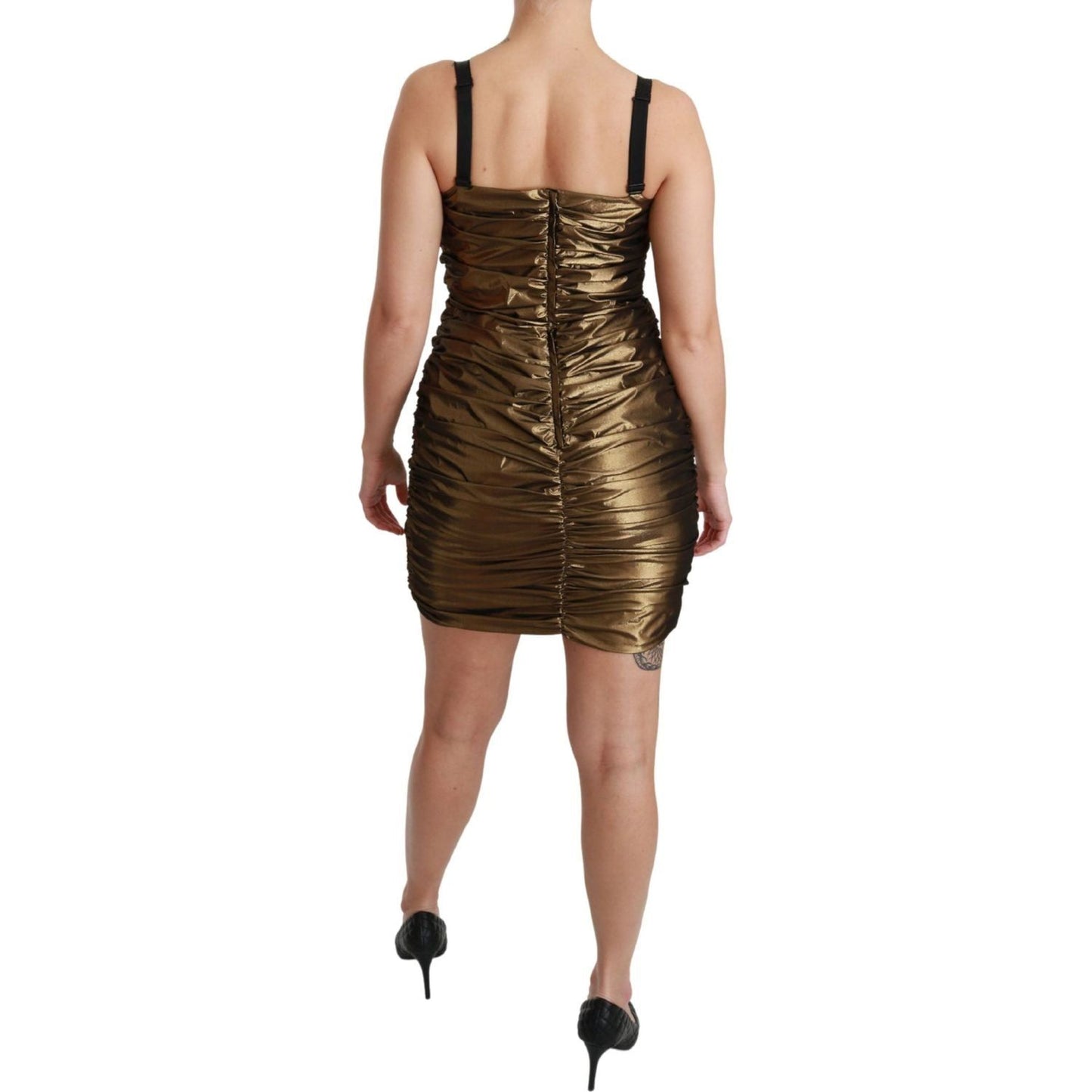 Dolce & Gabbana Bronze Bodycon Sheath Mini Dress nylon-bronze-bodycon-sheath-mini-dress