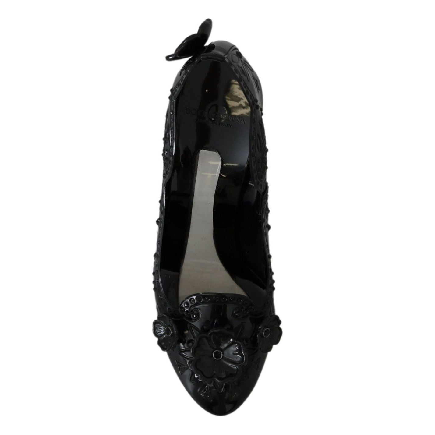 Dolce & Gabbana Enchanting Crystal Cinderella Pumps black-floral-crystal-cinderella-heels-shoes-2