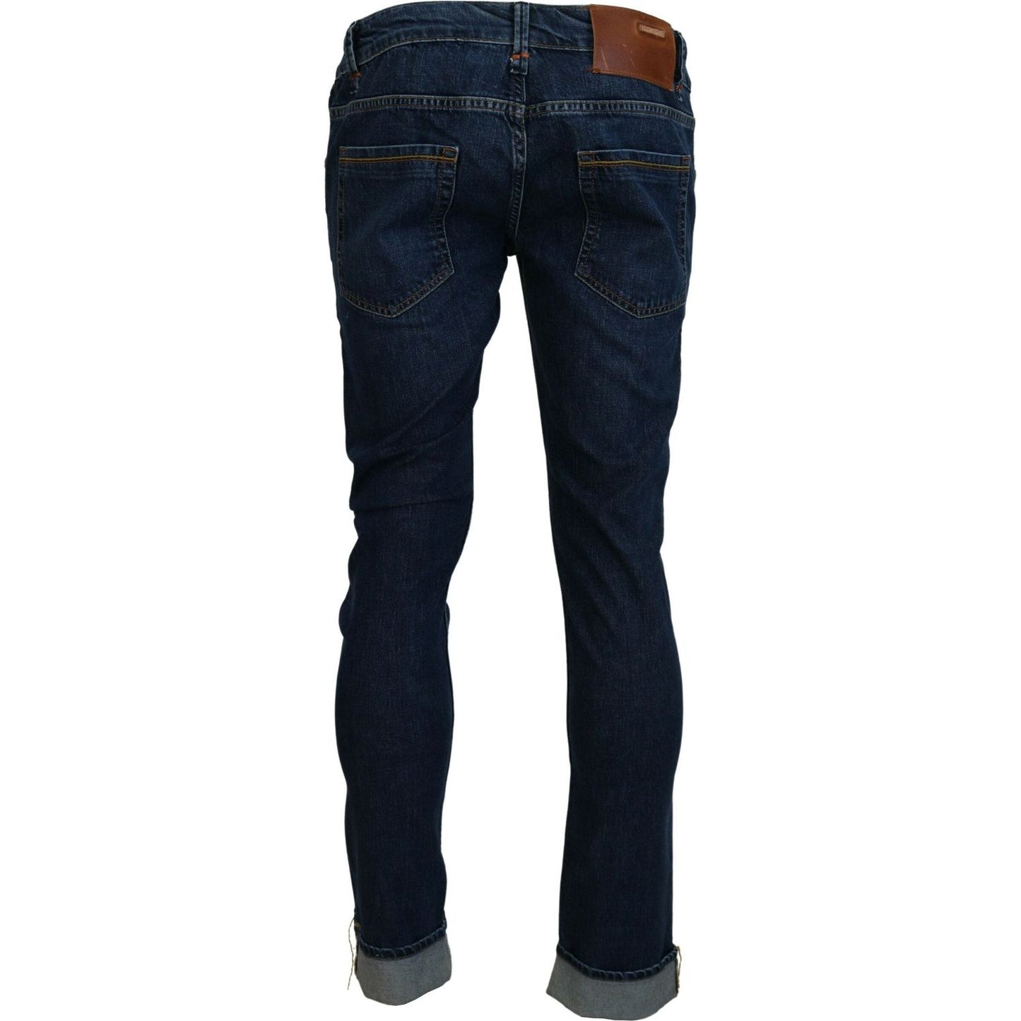 Acht Exquisite Tapered Italian Denim in Blue blue-cotton-tapered-slim-fit-men-casual-denim-jeans-2