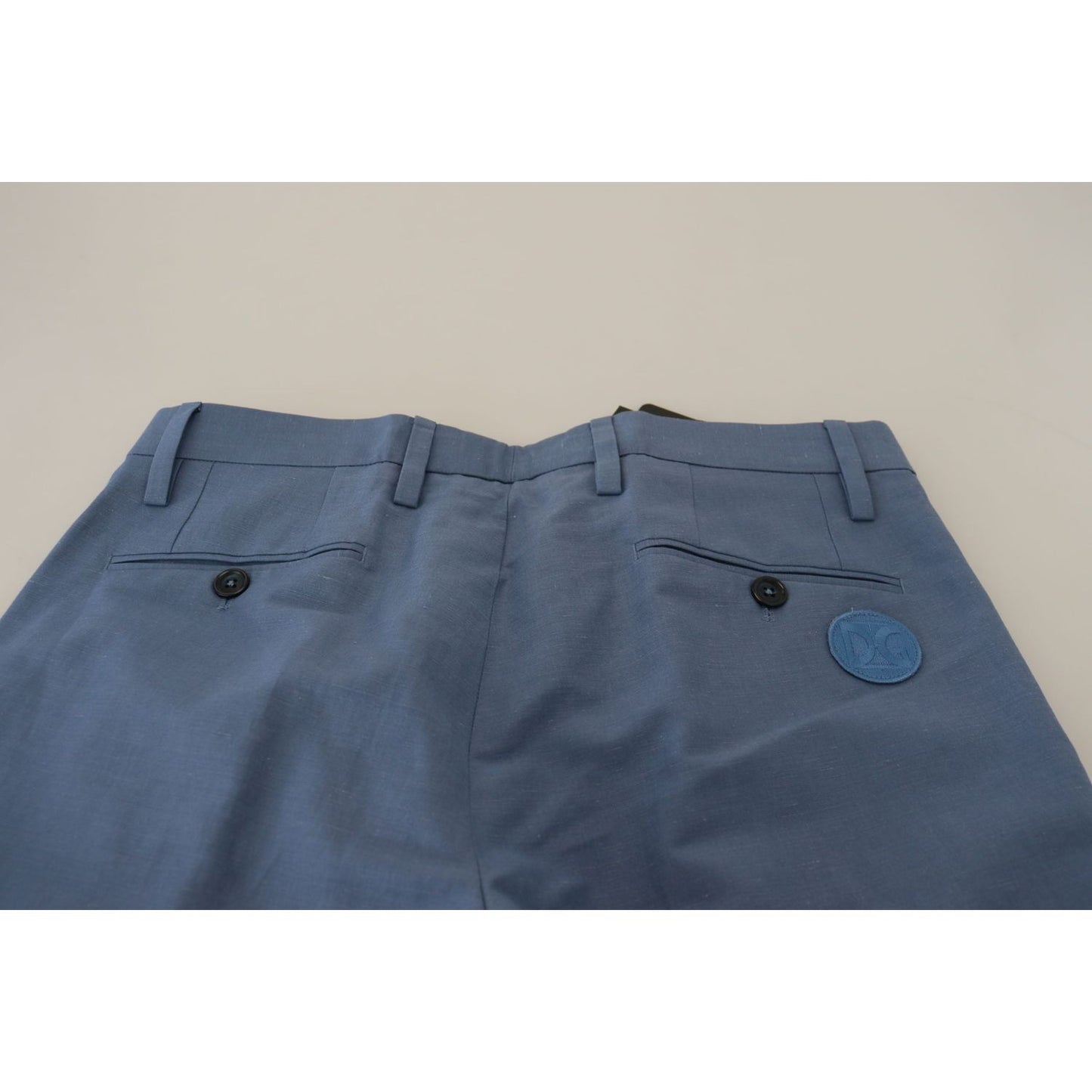 Dolce & Gabbana Elegant Regular Fit Dress Pants in Blue Jeans & Pants blue-linen-cotton-slim-trousers-chinos-pants-1