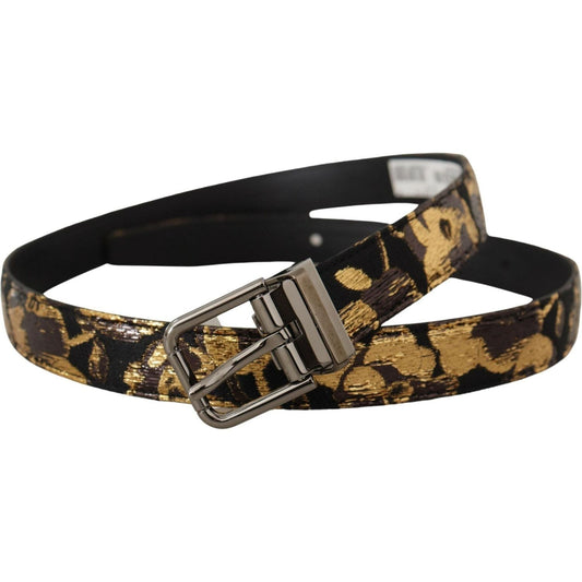 Dolce & Gabbana Multicolor Leather Belt with Black Buckle multicolor-jacquard-leather-logo-metal-buckle-belt