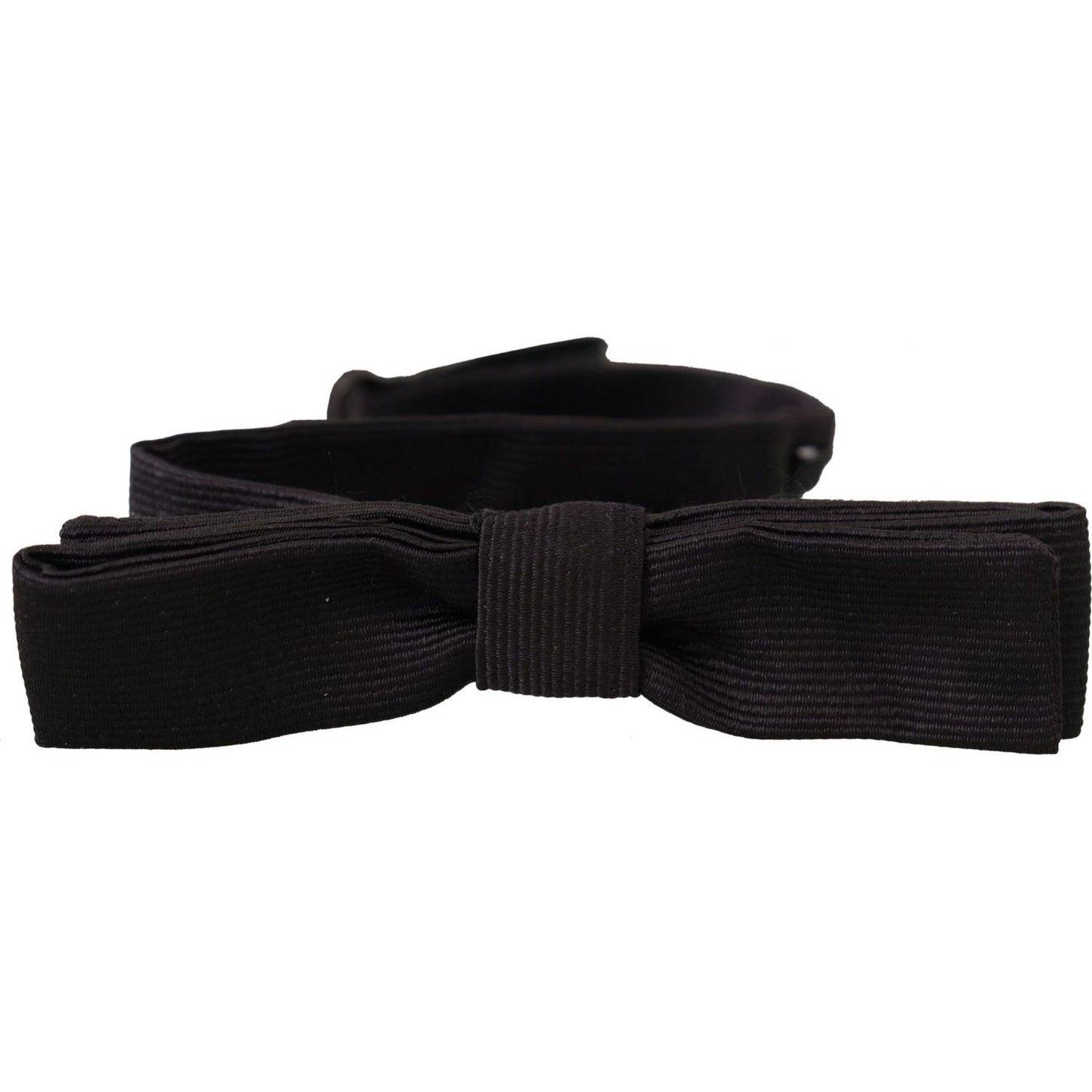 Dolce & Gabbana Elegant Silk Black Bow Tie black-100-silk-adjustable-neck-papillon-tie-12