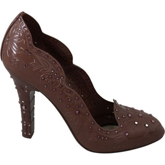 Dolce & Gabbana Elegant Crystal-Embellished Cinderella Pumps brown-floral-crystal-heels-cinderella-shoes IMG_8037-81758fcd-32b.jpg