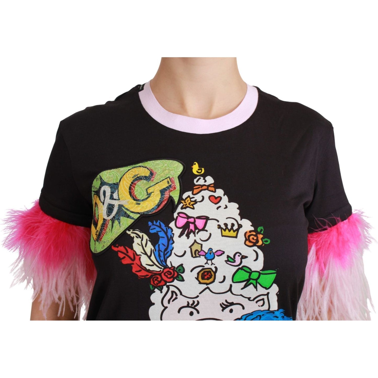 Dolce & Gabbana Chic Crewneck Year of the Pig Motif Tee black-year-of-the-pig-top-cotton-t-shirt