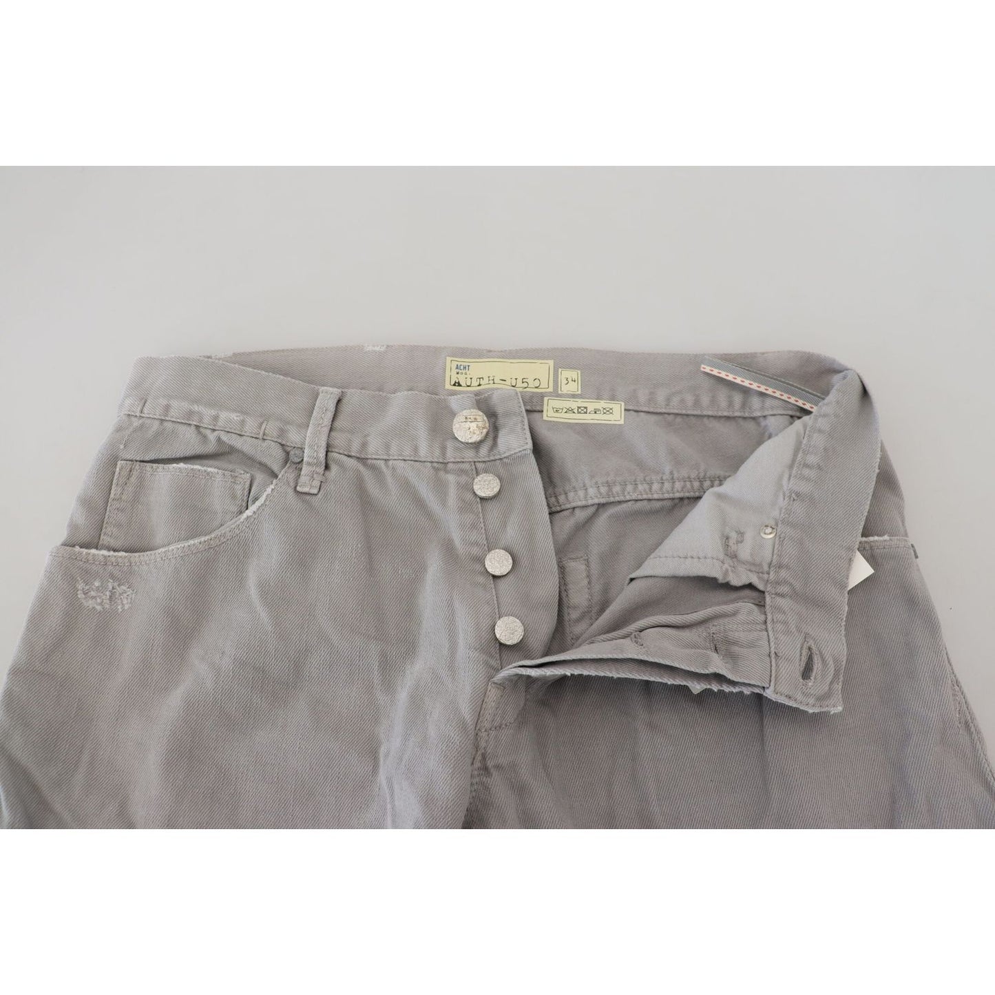 Acht Sleek Regular Denim Gray Jeans gray-cotton-straight-fit-folded-hem-casual-denim-jeans