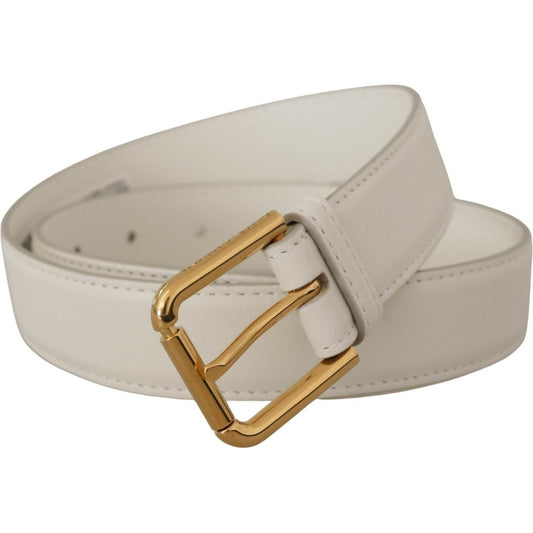 Dolce & Gabbana Chic White Leather Belt with Gold Engraved Buckle white-calf-leather-gold-tone-logo-metal-buckle-belt IMG_8042-1-scaled-0e0ede9e-ad1.jpg
