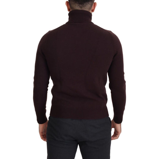 Dolce & Gabbana Elegant Turtleneck Wool Pullover Sweater brown-wool-turtle-neck-pullover-sweater